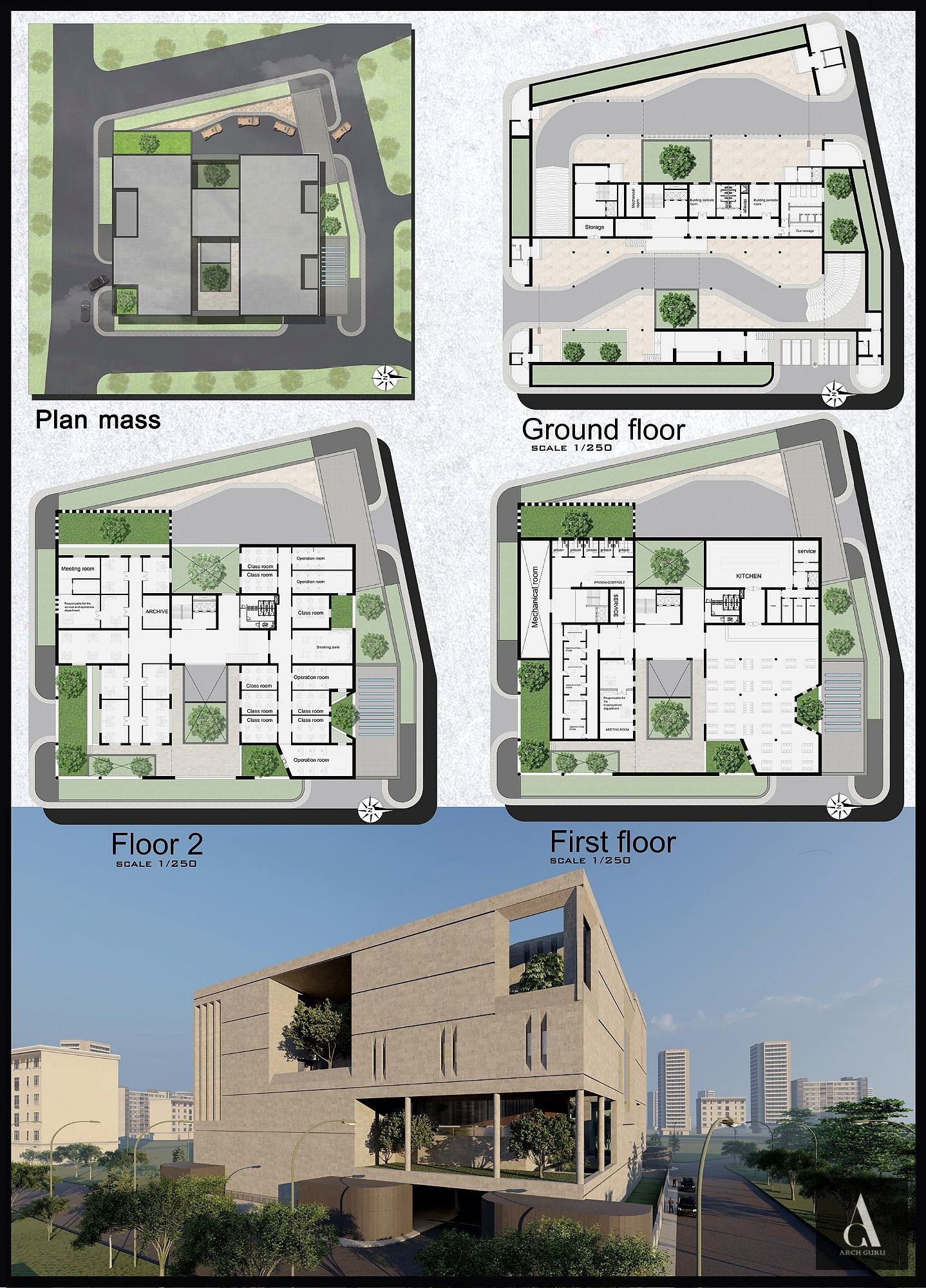 Sheet 02 — Ground, First & Second Floor Plans