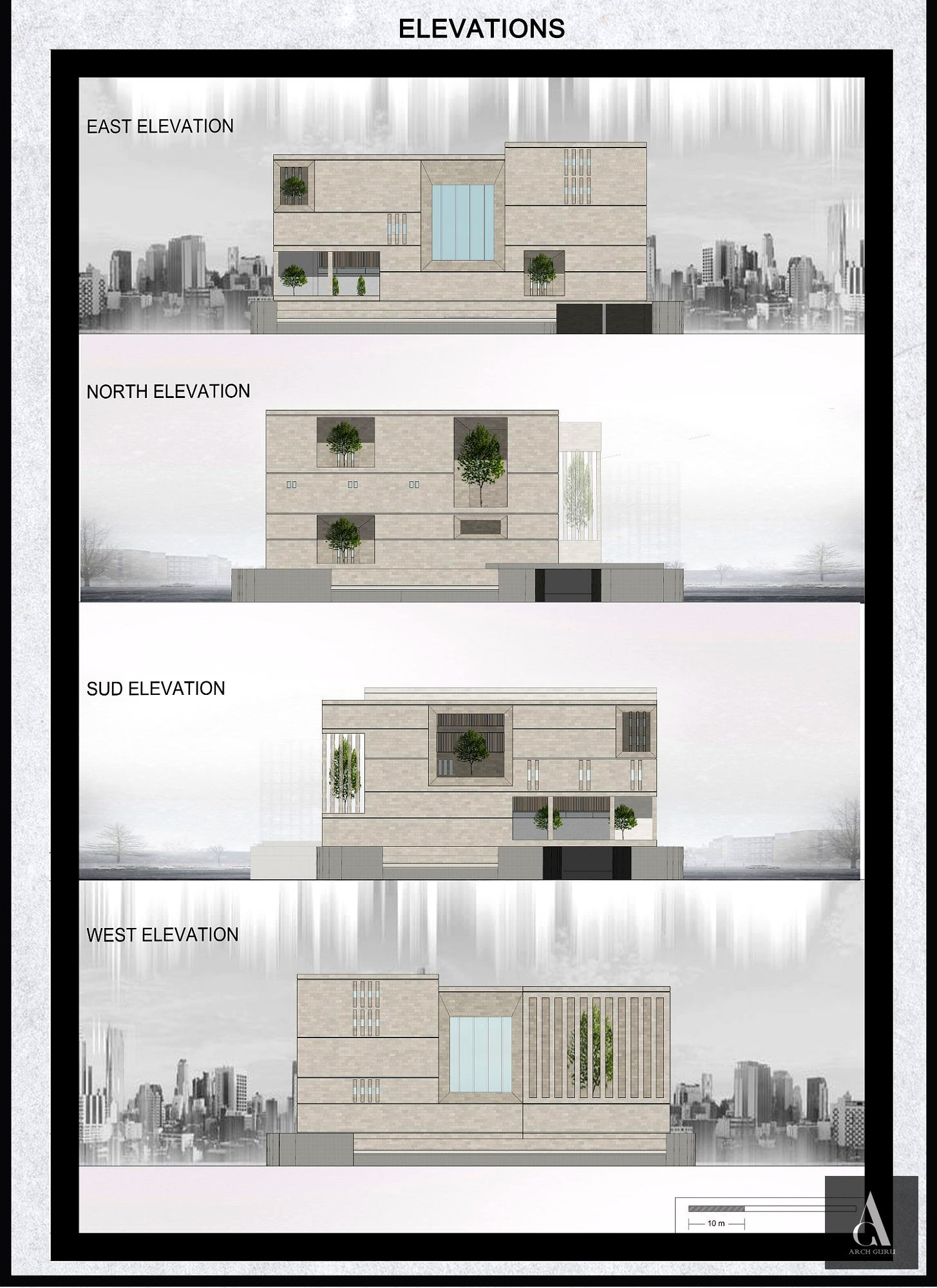 Sheet 05 — Four Elevations (1:250)