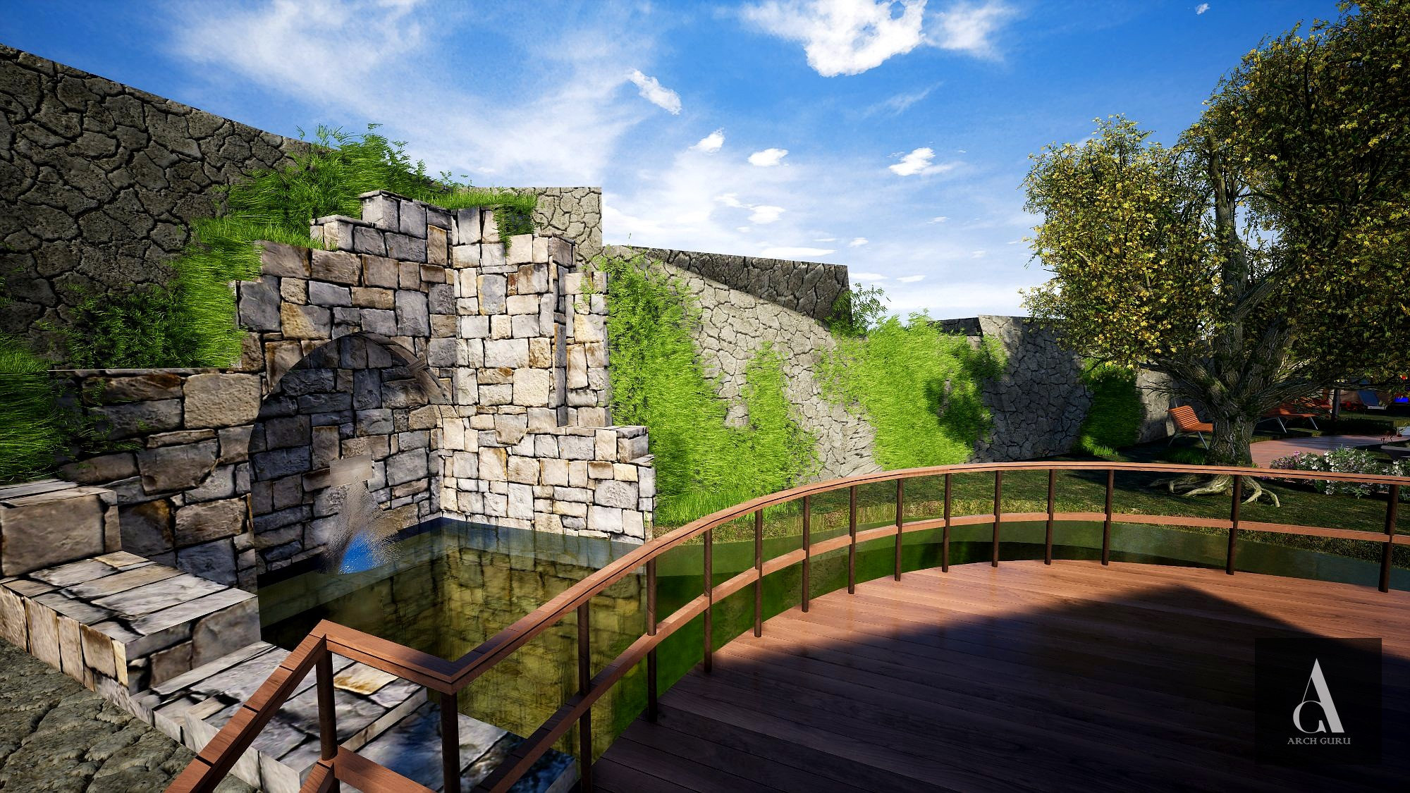 Heritage Feature — Arch & Water Cascade