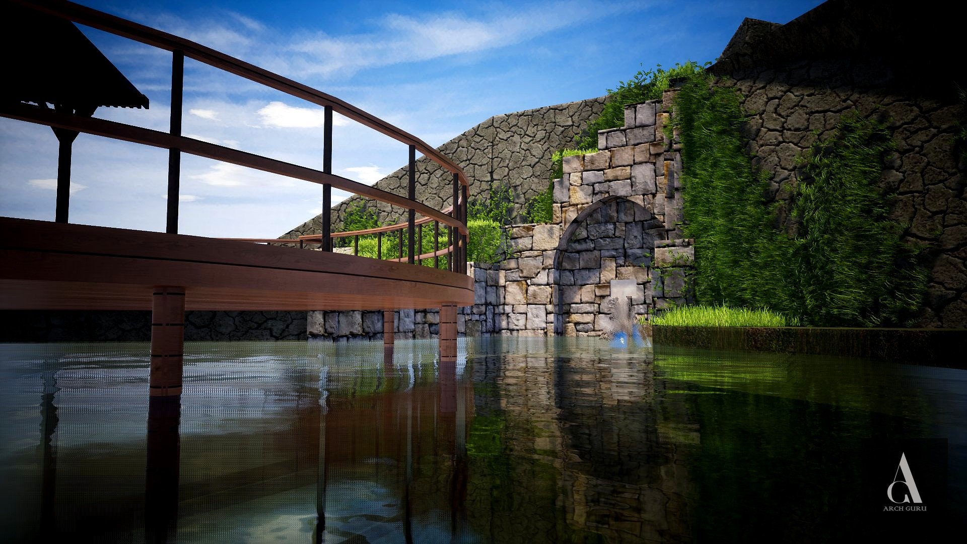 Water Feature — Deck Over Pond