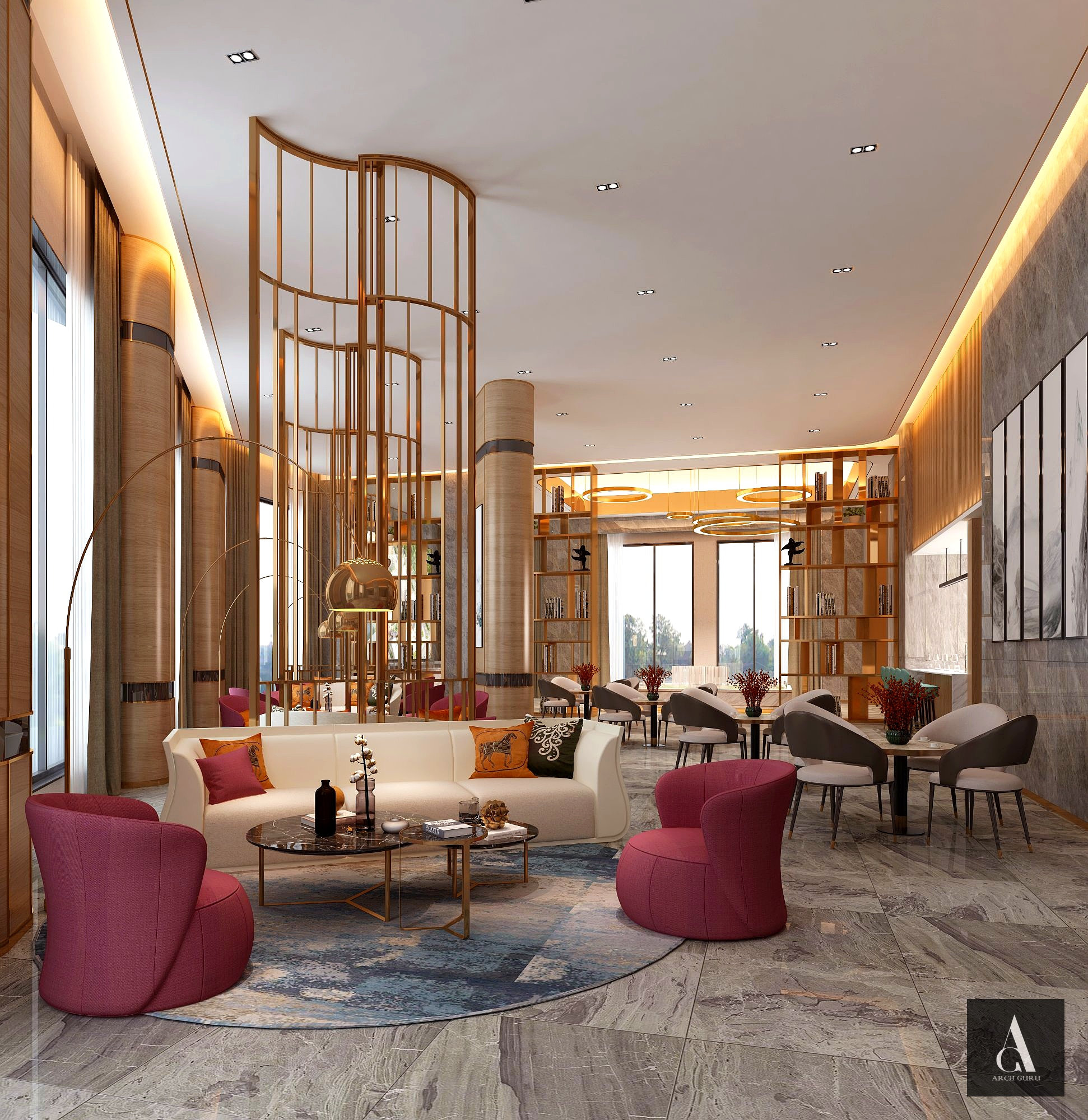 Contemporary Hotel Lobby Lounge — View 02
