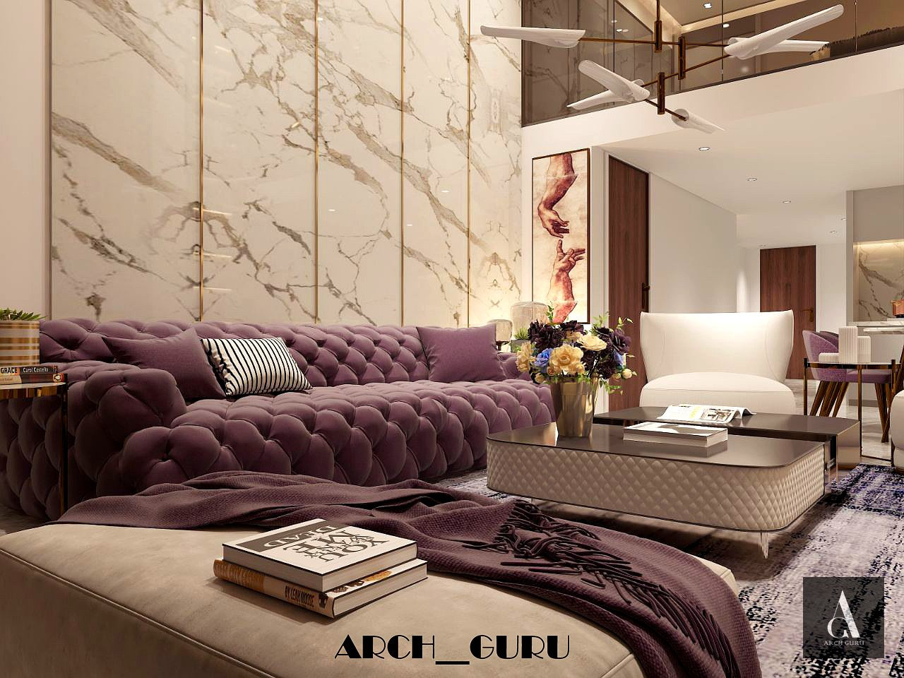 Modern Luxury Living — Marble & Violet